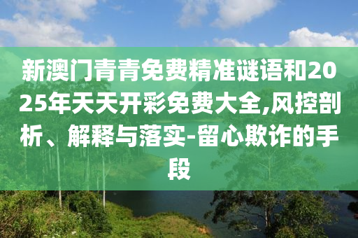 新澳門(mén)青青免費(fèi)精準(zhǔn)謎語(yǔ)和2025年天天開(kāi)彩免費(fèi)大全,風(fēng)控剖析、解釋與落實(shí)-留心欺詐的手段
