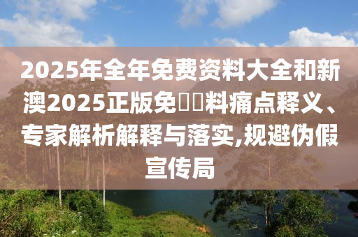 2025年全年免費資料大全和新澳2025正版免費資料痛點釋義、專家解析解釋與落實,規(guī)避偽假宣傳局